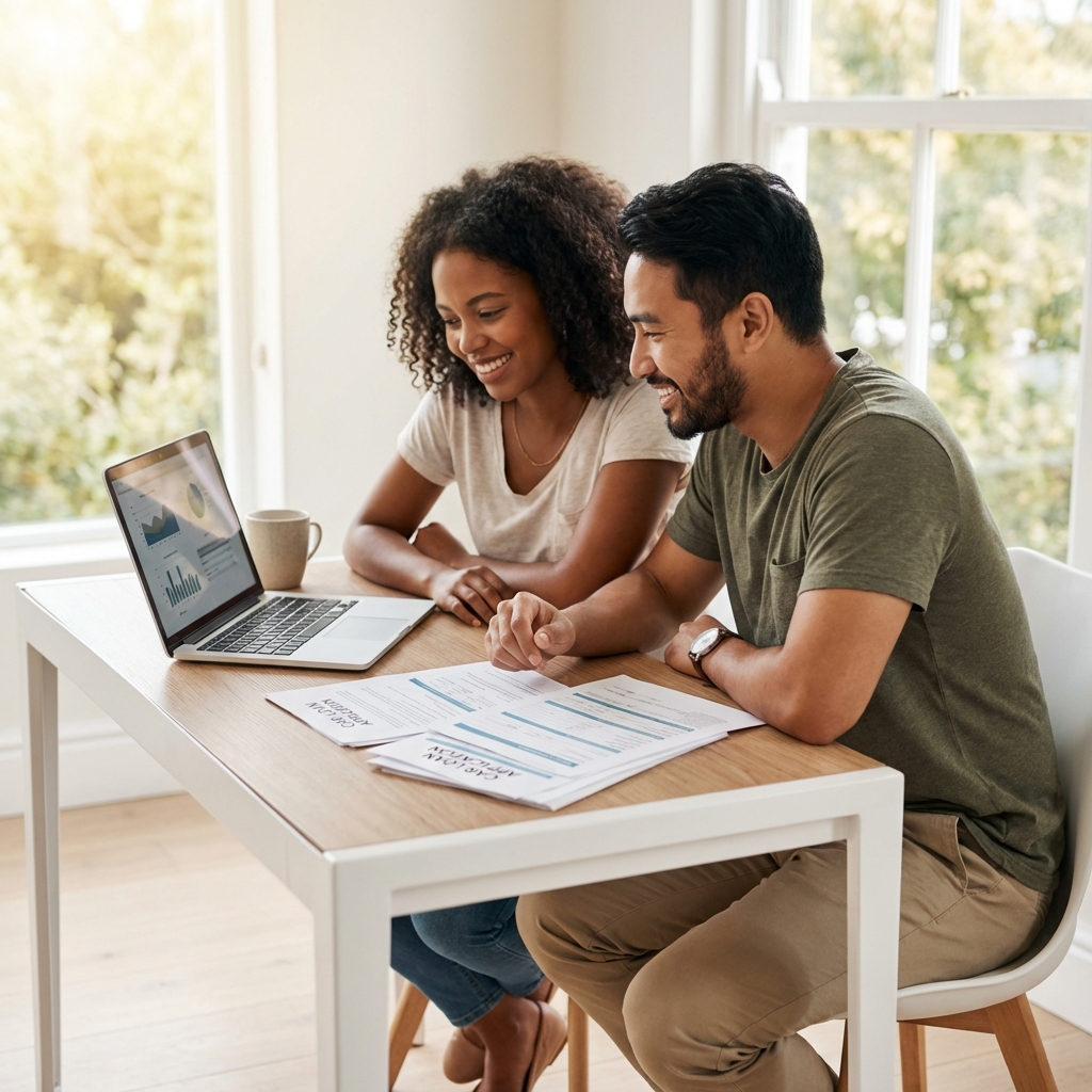 Couple reviewing their finances together