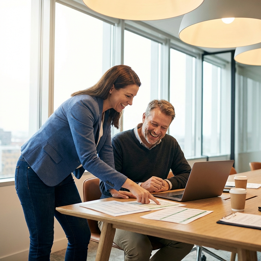 Financial advisor explaining options to client